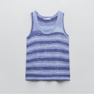 Zara blue strip oversized knit tank
